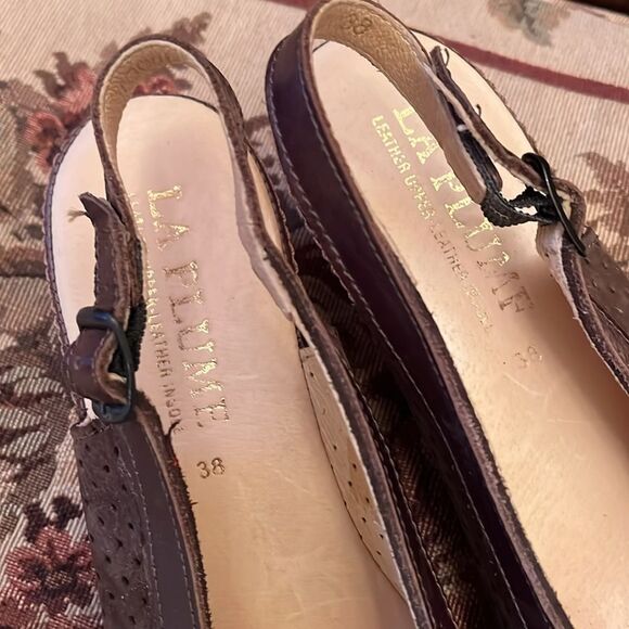 La Plume Leather Open Toe Sling Back Sandals Brown Ladies size 38 - Picture 4 of 16